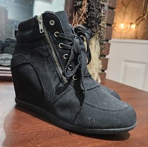 Black Wedge Sneakers
